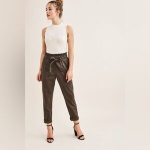 Dynamite Women's Burgundy Houndstooth High Waist Workwear Pants Sz Large NWT